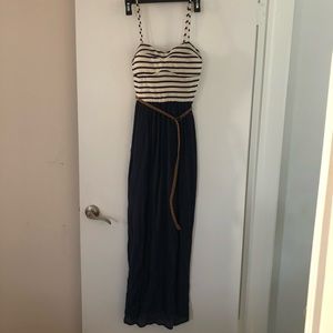Nautical slimming maxi with slit
